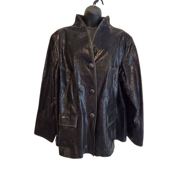 Bradley By Bradley Bayou Black Genuine Leather Jacket Embossed Texture Size 2XL - Picture 2 of 15